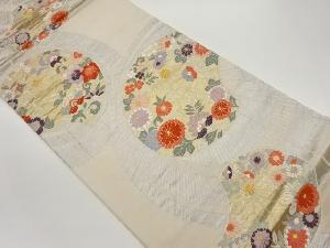 番傘に花葉模様織出し袋帯